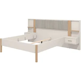 Home Affaire Bett HOME AFFAIRE "Belfort Bettanlage, mit gepolstertem Kopfteil, weicher Cordstoff", grau (hellgrau, hellgrau, artisan eiche), B:268cm H:115cm L:208,5cm, 92%PES, 8%NY, Betten, Bett, Liegefläche 160x200cm, FSC-zertifizierter Holzwerkstoff