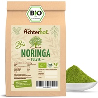 Moringa Pulver Bio 500g | aromatisch, angenehmer, leicht scharfer Geschmack | 100% echtes Moringa Oleifera Blattpulver | aus kontrolliert biologischen Anbau | vom Achterhof