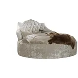 JVmoebel Rundbett Rundes Samt Bett Chesterfield Luxus Polster Rund Betten Textil (Rundbett), Made in Europa weiß
