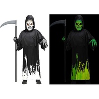 MIMIKRY 3 TLG. Halloween Kinder-Kostüm Skelett Glow IN The Dark im Dunkeln Leuchtend phosphorisierend, Größe:S - 4 bis 6 Jahre