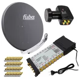 Fuba PremiumX Satelliten-Komplettanlage Fuba DAA 850 A Satellitenschüssel Alu Anthrazit 5/16 Multiswitch LNB F-Stecker, 1 SAT 16 Teilnehmer