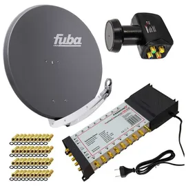 Fuba PremiumX Satelliten-Komplettanlage Fuba DAA 850 A Satellitenschüssel Alu Anthrazit 5/16 Multiswitch LNB F-Stecker, 1 SAT 16 Teilnehmer