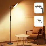 GOOSKI LED Stehlampe Wohnzimmer, 32W Deckenfluter LED mit Fernbedienung, 2700K-6500K Stufenloses Dimmen, Moderne Leselampe Stehleuchte für Wohnzimmer Schlafzimmer Büro, Schwarz, Energieeffiziente