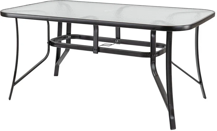 Canillo Gartentisch aus Glas mit Metallgestell schwarz