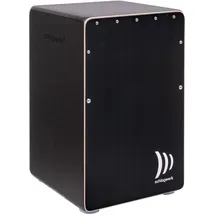Schlagwerk CP91 Cajon Rudiments Hard Coal Stripes Cajon Instrument mit zwei Snare Teppichen 50 x 30 x 30 cm - schwarze Seiten und Front mit schwarzem Kohle Designfurnier - Made in Germany