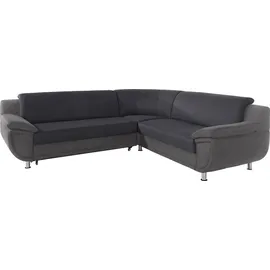 TRENDMANUFAKTUR Eckcouch Kunstleder 3-Sitzer Grau