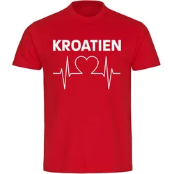 multifanshop Herren T-Shirt - Kroatien - Herzschlag - Druck weiß - Männer