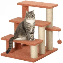 PawHut Katzentreppe 3-stufige Hundetreppe Braun 45 x 40 x 48 cm