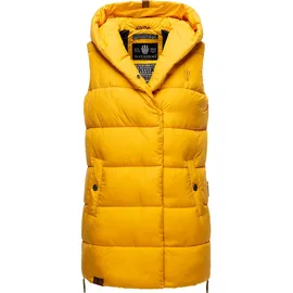 Navahoo Steppweste NAVAHOO "Madilynaa", Damen, Gr. S (36), gelb, Oberstoff: 100% Polyester; Futter: 100% Polyester; Wattierung: 100% Polyester, oversize ca. Mitte Oberschenkel, V-Ausschnitt, Westen Steppweste, stylische ärmellose Damen Weste mit Kapuze