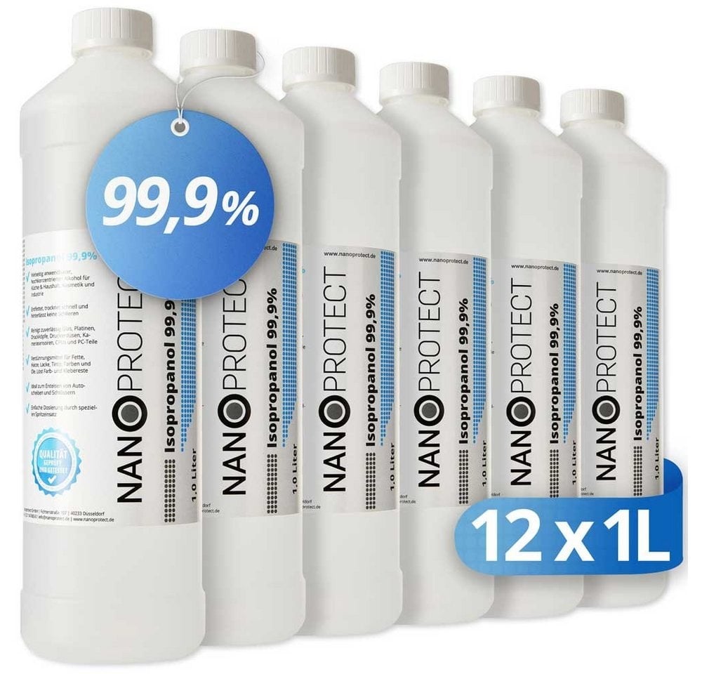 Preisvergleich Produktbild Nanoprotect Isopropanol 99,9% - 12 x 1 Liter Reinigungsalkohol