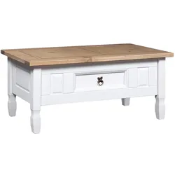 vidaXL Couchtisch Mexiko-Stil Kiefernholz Weiß 100x55x44 cm