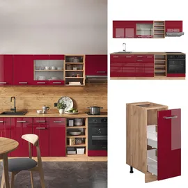 Vicco Küchenzeile R-Line 240 cm Rot Hochglanz