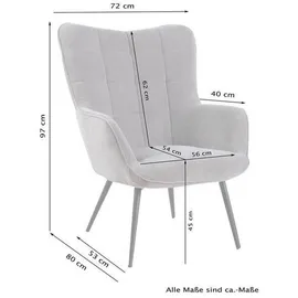 byLIVING Sessel Uta, Webstoffbezug sandfarben, Gestell Eiche-Optik