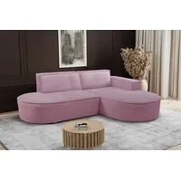kaiser möbel Modernes L-förmiges Designer-Ecksofa Modena Soft Rosa Rechts