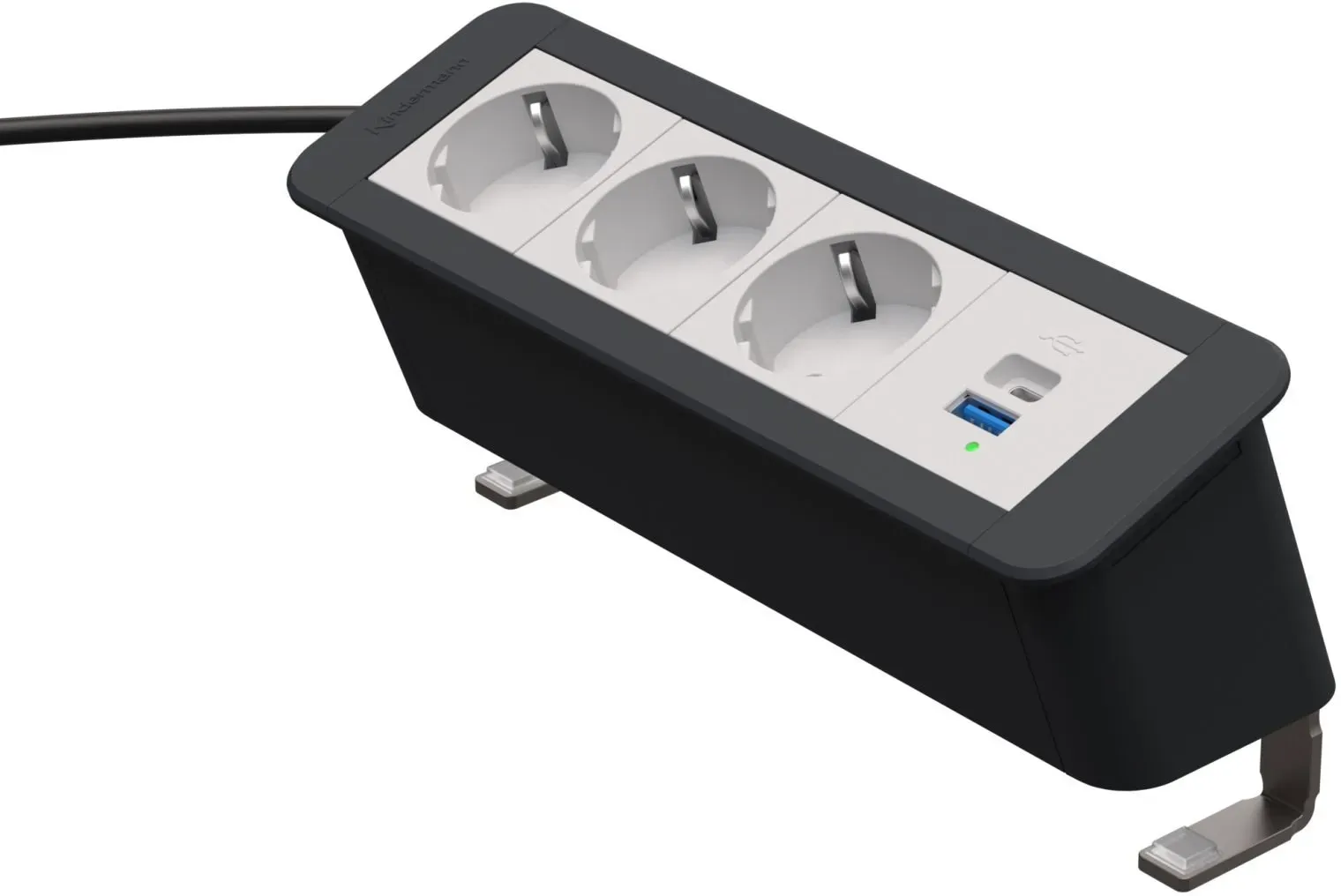 Kindermann CablePort Office desk 4-fach - 3x Strom + 1x USB-A/C - Anklemm-Tischa...