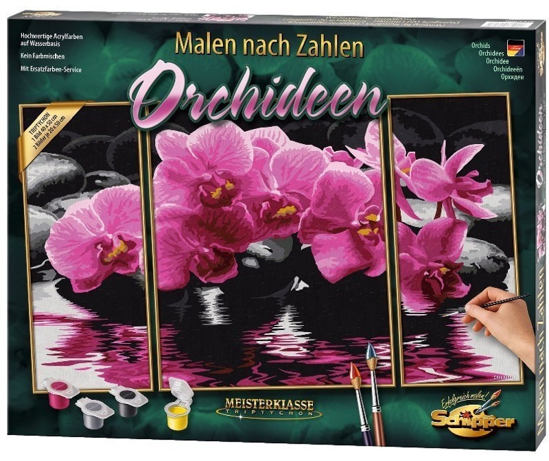 Schipper - Malen Nach Zahlen Meisterklasse "Tryptichon Orchideen"  Mal-Set