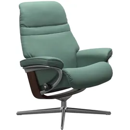 Stressless Relaxsessel STRESSLESS "Sunrise", grün (aqua grün paloma), B:92cm H:105cm T:80cm, Leder PALOMA: PALOMA ist ein durchgefärbtes Semianilin-Möbelleder mit natürlicher Narbung., Sessel, Relaxsessel, mit Cross Base, Größe S, M & L, Holzakzent Braun
