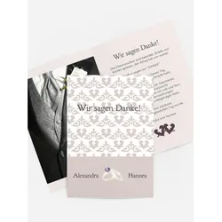 Dankeskarten Hochzeit selbst gestalten mit Spruch und Fotos im Onlinedesigner bei Meine-Kartenmanufaktur.de