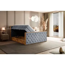 altdecor Boxspringbett 140 x 200 cm H3 Grau