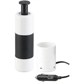 Rosenstein & Söhne Manueller Mini-Espresso-Maker mit 12-Volt-Wassererhitzer, 10 g/100 ml