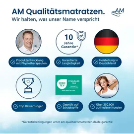 AM Qualitätsmatratzen Premium 7-Zonen Taschenfederkernmatratze 200 x 200 cm H2