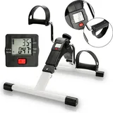 Jiubiaz Mini heimtrainer klappbar Bewegungstrainer Armtrainer Bike Fahrrad Cardio LCD - Weiß