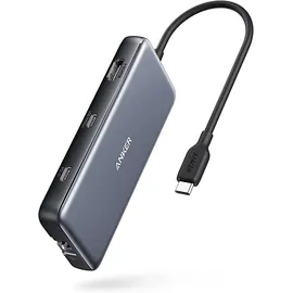 Anker 555 USB-C Docking Hub (8-in-1) PowerExpand Adapter, 100W Power Delivery, 4K 60Hz HDMI,10Gbps USB-C & 2 USB-A Datenports, Ethernet-Port, microSD & SD Speicherkartenleser, für MacBook Pro und mehr
