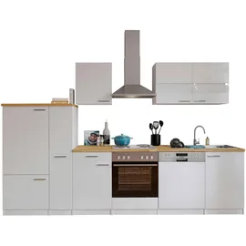 Respekta Küchenzeile Economy 310 cm Weiß/Nussbaum