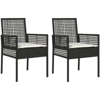 VidaXL Gartenstühle 2 Stk. mit Kissen Schwarz Poly Rattan