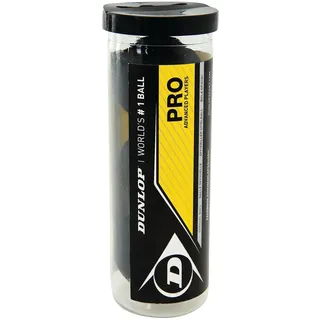 Dunlop Squashbälle Pro doppelGelb, 3 Stück in der Dose, Offizieller Turnier-Squashball, Nicht angegeben