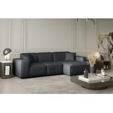 Fun Möbel Ecksofa Designersofa CELES in Stoff Scala Schwarz Ottomane Rechts - Schwarz