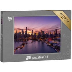 puzzleYOU Puzzle Chicago: Stadtzentrum mit Skyline, Luftaufnahme, 48 Puzzleteile, puzzleYOU-Kollektionen Chicago