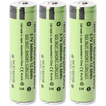 Panasonic Akku passend für icucam 4, 5 icucell 18650, 3400mAh Lithium Ionen Akku 3 Stück pro Set