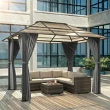 Gunji Pavillon Aluminium 3x3/4m Gartenpavilon Festzelt mit Seitenteilen PC Dach