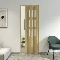 Innenraum Falttur In Pvc 83x214 Cm Mod. Maya Helle Cognac-eiche Mit Satiniertem Glas