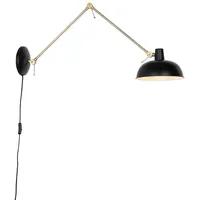 QAZQA Retro-Wandleuchte schwarz mit Bronze - Milou