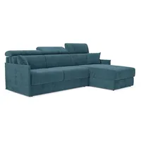 Miryam Ecksofa Mit Matratze Mit Verstellbaren Kopfstützen Aus Weichem, Fleckenabweisendem Stoff T31 272 Cm Rechts Petrol