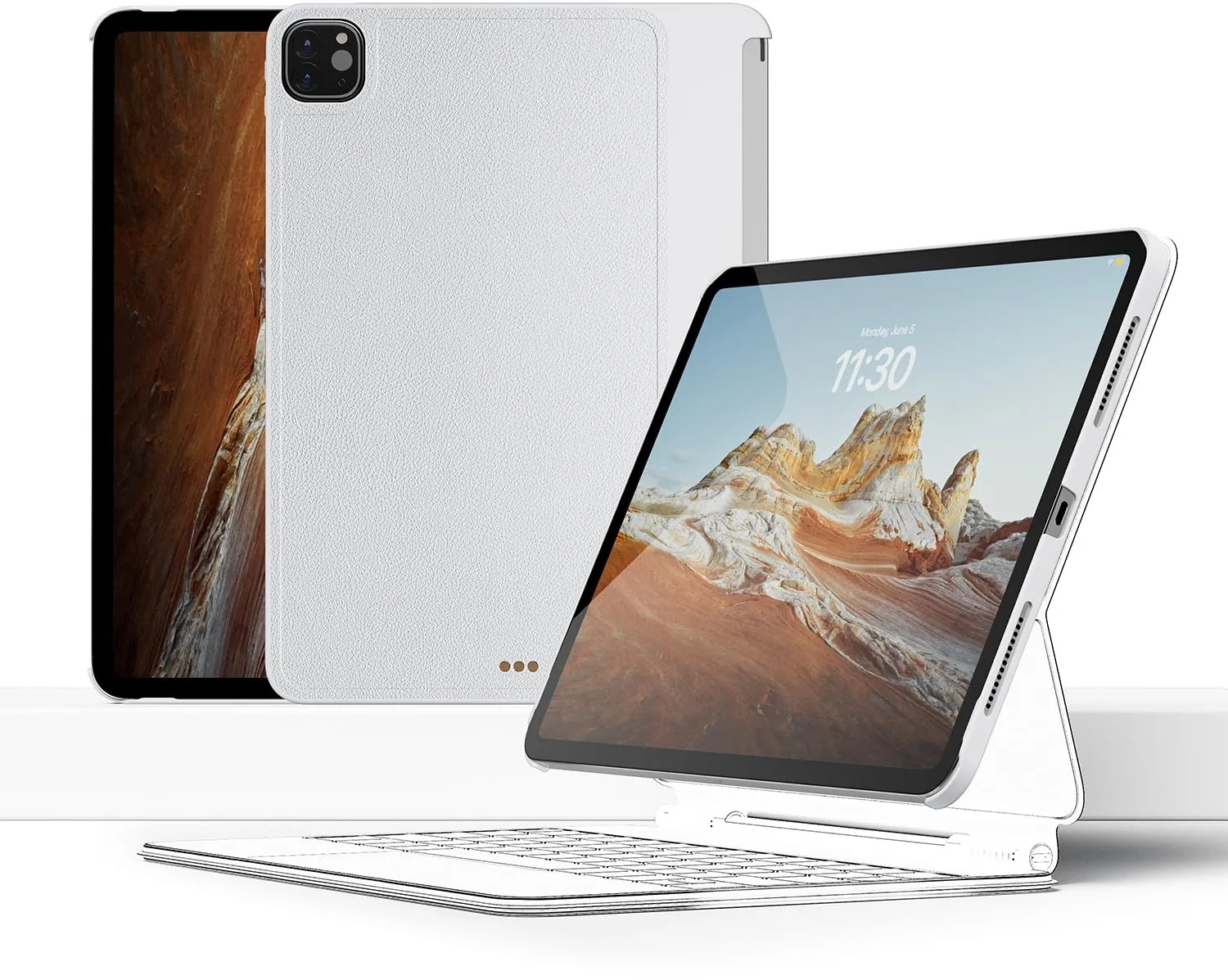 EISSCCE Magic Keyboard kompatible Hülle, funktioniert mit 2018–2022 11 Zoll iPad Pro, magnetische iPad-Hülle unterstützt Apple Pencil Aufladen (Tastatur nicht im Lieferumfang enthalten) – Weiß