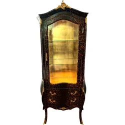 Casa Padrino Barock Vitrine Leopard / Gold - Vitrinenschrank - Möbel Wohnzimmer Schrank Glasvitrine