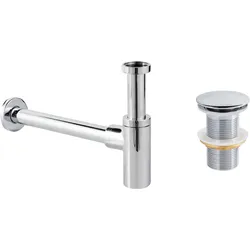 Waschtischsiphon mit Klick-Klack silber MAFREDI