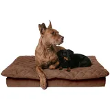 Lous großes Hundebett XXL 120cm mit abnehmbarem Topper, formstabil und bequem, Hundekissen Unterwegs, waschbar 90 Grad, große Hunde, mittelgroße Hunde (XXL ca. 120x80x12cm, Braun)