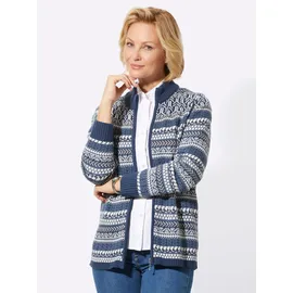 Classic Basics Strickjacke CLASSIC BASICS, Damen, Gr. 52, blau (dunkelblau, ecru, gemustert), 100% Polyacryl, gemustert, mehrfarbig, Strickjacken Strickjacke