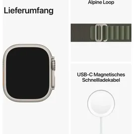 Apple Watch Ultra GPS+Cellular 49 mm Titaniumgehäuse, Alpine Loop grün M