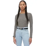 Marc O'Polo Langarmshirt MARC O'POLO, Damen, Gr. M, schwarz (multi, schwarz_k23), Single Jersey, Obermaterial: 100% Baumwolle, U-Boot-Ausschnitt, Shirts Langarmshirt, im schönen Streifenmuster