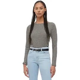 Marc O'Polo Langarmshirt MARC O'POLO, Damen, Gr. M, schwarz (multi, schwarz_k23), Single Jersey, Obermaterial: 100% Baumwolle, U-Boot-Ausschnitt, Shirts Langarmshirt, im schönen Streifenmuster