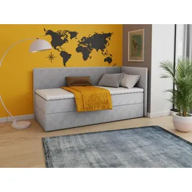 Sofnet Boxbett, Grau Textil, H3, Rechteckig, 100x200 cm, Schlafzimmer, Betten, Boxspringbetten
