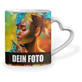 Sunnywall Keramik-Tasse selbst Gestalten/Personalisierbar mit eigenem Foto oder Text Bedrucken | Fototasse | Motivtasse | Geschenkidee Herzhenkel