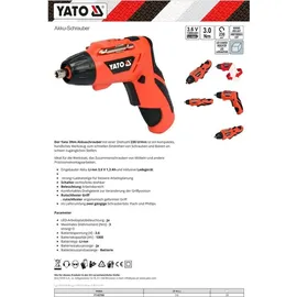 Yato Akku-Bohrschrauber 3,6 V inkl. 1 x 1,3 Ah