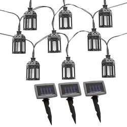 Lichterkette Solarleuchten Aussen LED Solarlampe Gartenlampe Dekoration in Laternenform, Kunststoff schwarz, 30x LED warmweiß, L 200 cm