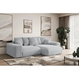 altdecor Ecksofa Cord 4-Sitzer Grau